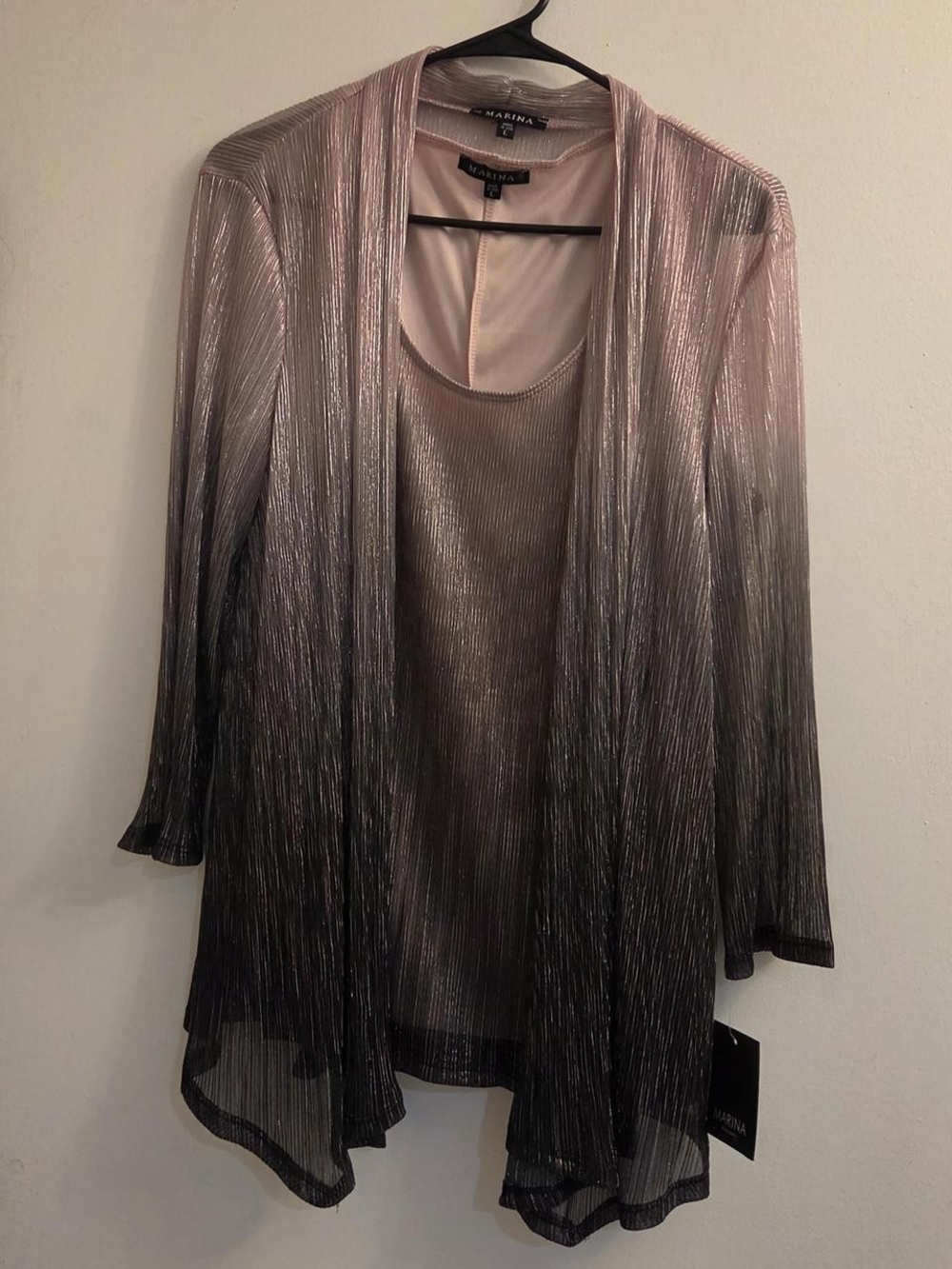 Marina Metallic Ombre Cardigan Set - Pink to Black